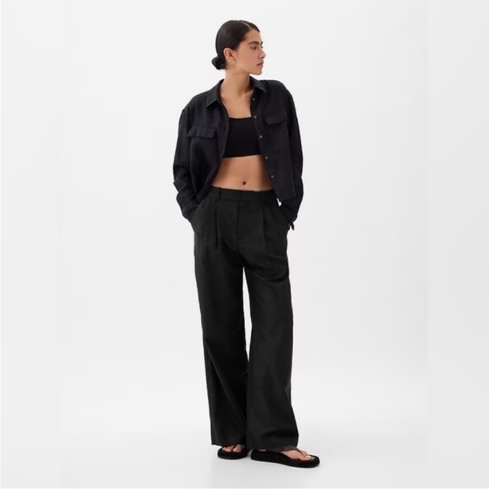 NWT! GAP Black 365 High Rise Linen-Cotton Trousers - Multiple🩷 #855962